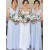 Long Blue Chiffon V Neck Floor Length Bridesmaid Dresses 902287