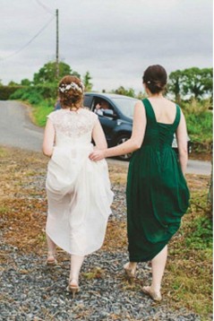 Long Green Chiffon V Neck Bridesmaid Dresses 902289
