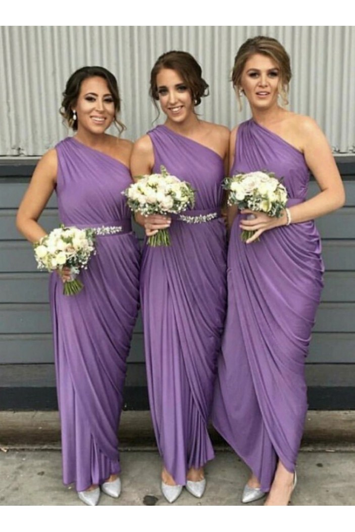 Sheath/Column One Shoulder Long Bridesmaid Dresses 902292