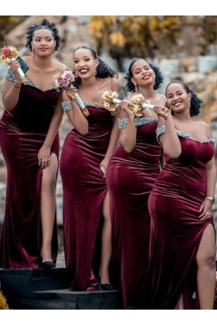 Long Beaded Off the Shoulder Bridesmaid Dresses 902293