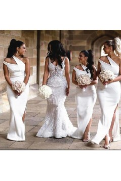 Long White One Shoulder Bridesmaid Dresses 902299