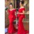 Long Red Mermaid Off the Shoulder Bridesmaid Dresses 902300