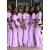 Long Mermaid Lilac Floor Length Bridesmaid Dresses with Short Sleeves 902318