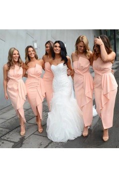 Short Pink Strapless Bridesmaid Dresses 902319