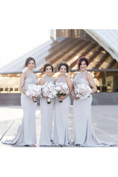Long Mermaid Lace High Neck Bridesmaid Dresses 902329