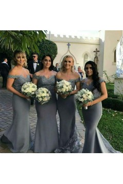 Long Mermaid Lace Off the Shoulder Bridesmaid Dresses 902334