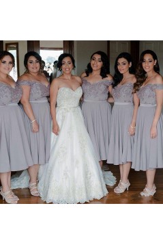 Short Chiffon and Lace Off the Shoulder Bridesmaid Dresses 902336