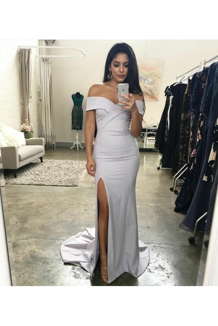 Long Off the Shoulder Floor Length Bridesmaid Dresses 902339