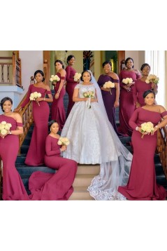 Long Mermaid Floor Length Bridesmaid Dresses with Sleeve 902343