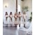 Long White Off the Shoulder Tea Length Bridesmaid Dresses 902346