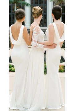 Long White Mermaid Floor Length Bridesmaid Dresses 902369