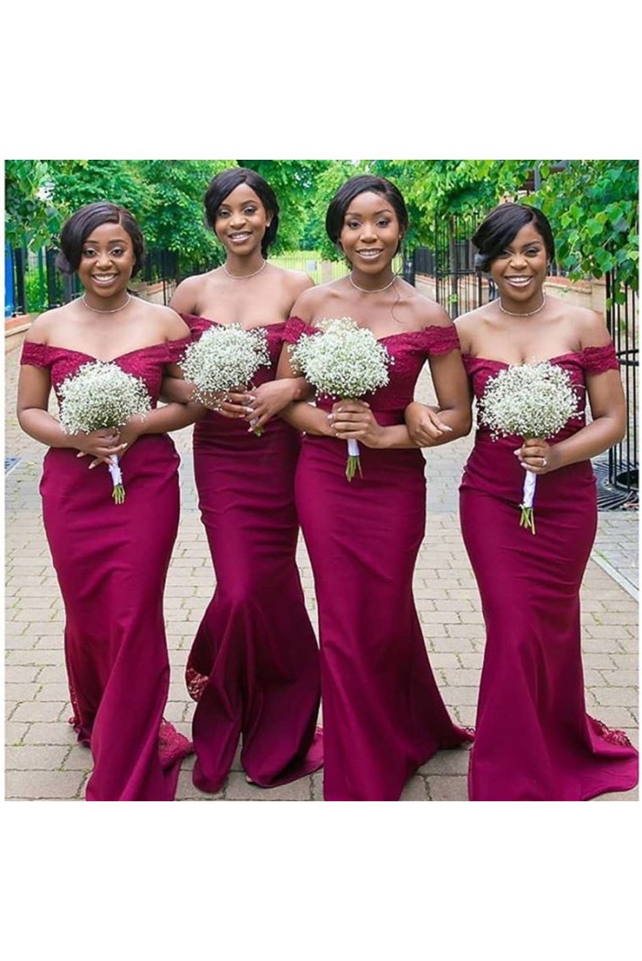 Long Mermaid Lace Off the Shoulder Bridesmaid Dresses 902374