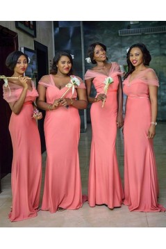 Long Off the Shoulder Floor Length Bridesmaid Dresses 902390