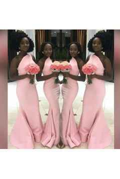 Long Pink Mermaid One Shoulder Bridesmaid Dresses 902392