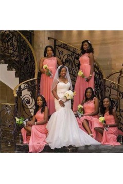 Long Chiffon and Lace One Shoulder Bridesmaid Dresses 902414