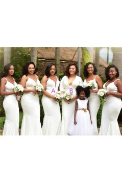 Long White Mermaid Bridesmaid Dresses 902419