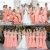 Long Pink Mermaid Lace Bridesmaid Dresses with Sleeves 902421