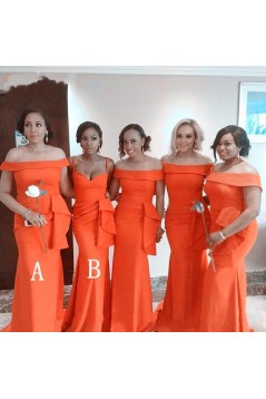 Long Mermaid Off the Shoulder Floor Length Bridesmaid Dresses 902425