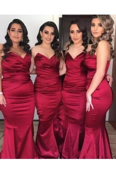 Long Mermaid Sweetheart Burgundy Bridesmaid Dresses 902433