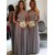Long Grey Lace and Chiffon Floor Length Bridesmaid Dresses 902439