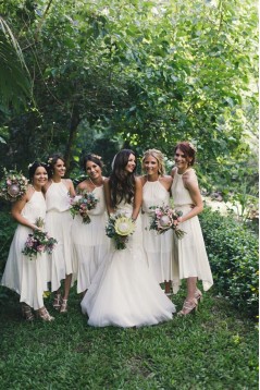 Asymmetrical White Chiffon Bridesmaid Dresses 902443