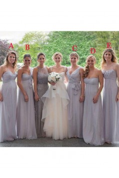 Empire Long Grey Chiffon Bridesmaid Dresses 902456