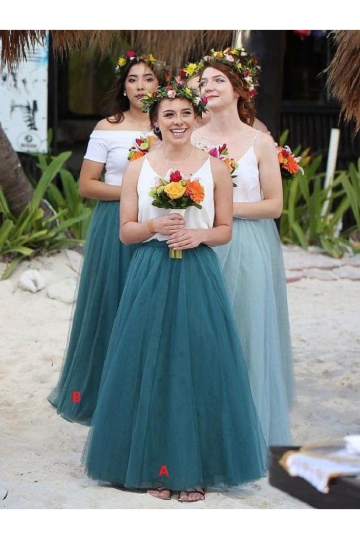Long Tulle Floor Length Bridesmaid Dresses 902464