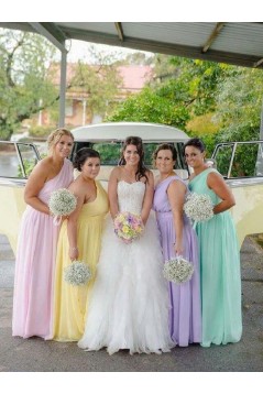 Long Chiffon One Shoulder Bridesmaid Dresses 902465