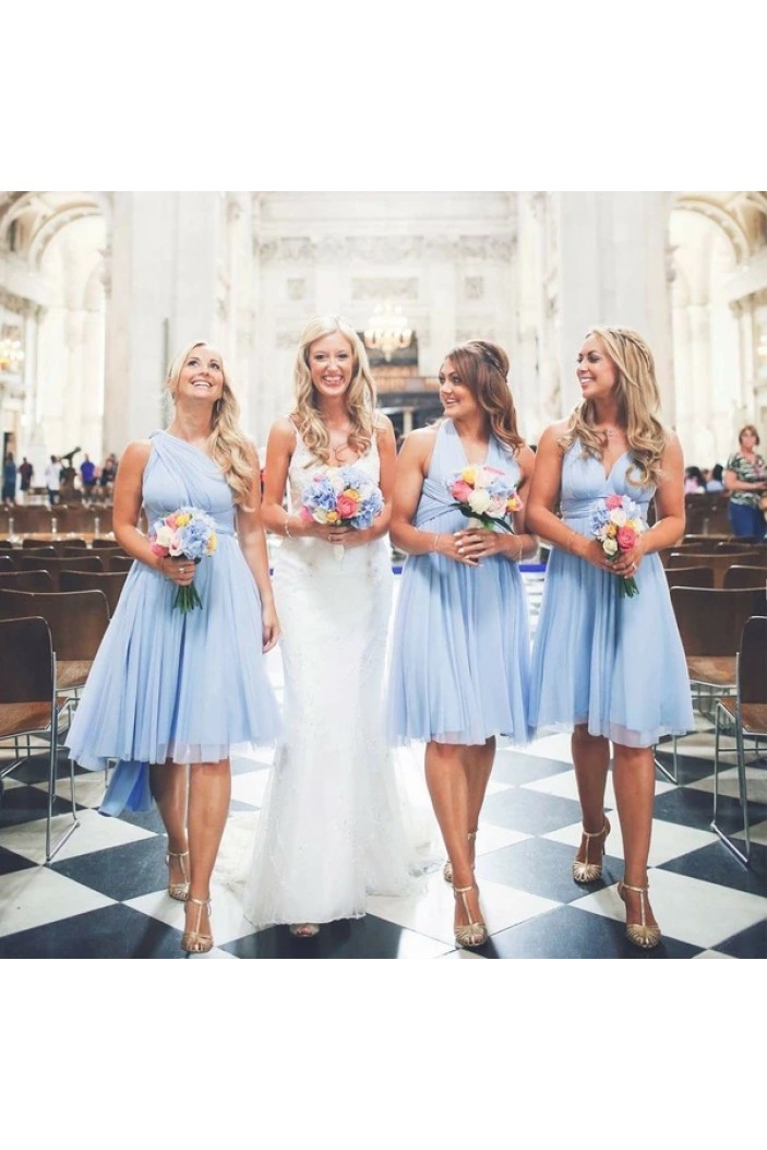 Short Blue Chiffon Bridesmaid Dresses 902468