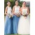 Long Blue Tulle White Lace Bridesmaid Dresses 902469