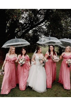 A-Line Spaghetti Straps Long Chiffon Bridesmaid Dresses 902490