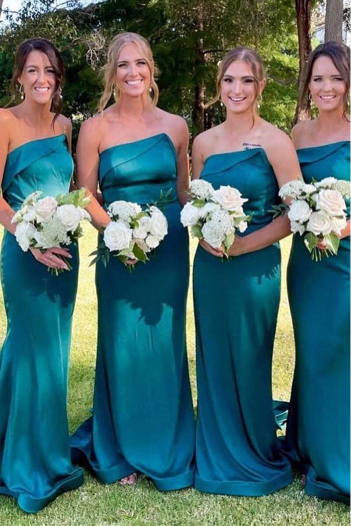 Mermaid Strapless Long Bridesmaid Dresses 902496