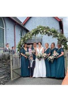 A-Line Long Chiffon V Neck Bridesmaid Dresses 902497