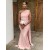Mermaid One Shoulder Long Pink Bridesmaid Dresses 902501