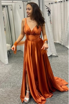 A-Line V Neck Long Bridesmaid Dresses 902511