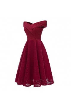 A-Line Short Lace Off the Shoulder Bridesmaid Dresses 902517