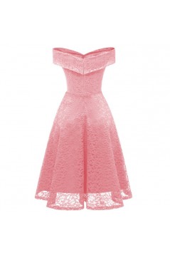 A-Line Short Lace Off the Shoulder Bridesmaid Dresses 902517