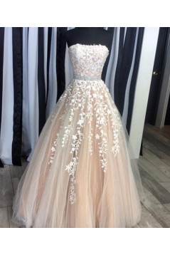 A-Line Strapless Lace Wedding Dresses Bridal Gowns 903001