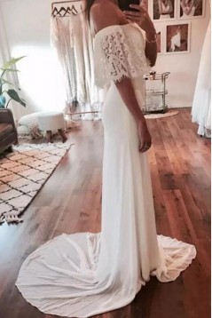 Long Chiffon and Lace Wedding Dresses Bridal Gowns 903012