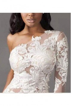 Mermaid One Shoulder Lace Wedding Dresses Bridal Gowns 903023