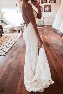 Mermaid Spaghetti Straps Lace Wedding Dresses Bridal Gowns 903034