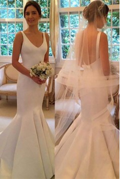 Mermaid V Neck Long Wedding Dresses Bridal Gowns 903039