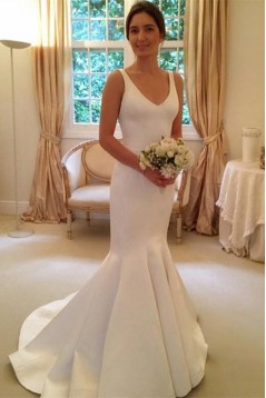 Mermaid V Neck Long Wedding Dresses Bridal Gowns 903039