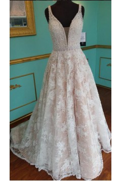 A-Line Beaded Lace Wedding Dresses Bridal Gowns 903043