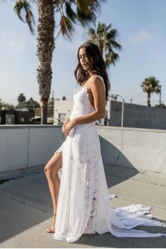 Lace Spaghetti Straps Wedding Dresses Bridal Gowns 903054