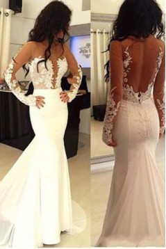 Mermaid Lace Wedding Dresses Bridal Gowns with Long Sleeves 903058