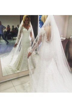 Mermaid Lace Long Sleeves Wedding Dresses Bridal Gowns 903078