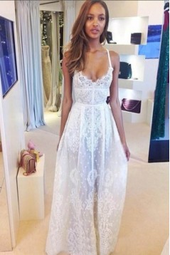 A-Line Lace Long Wedding Dresses Bridal Gowns 903087