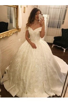 Elegant Lace and Satin Ball Gown Wedding Dresses Bridal Gowns 903088