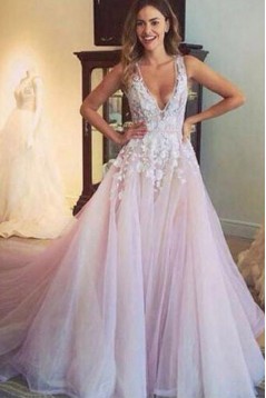 Elegant A-Line Lace Long Wedding Dresses Bridal Gowns 903095